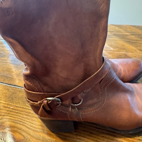 Donna Carolina Italian LEATHER booties. Size 40.5 EU. 9 US Brown COWBOY STYLE - Picture 4 of 11